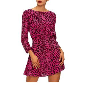 Rixo Kyla Dress Size Medium Silk Leopard Print Pink‎ Cocktail Dress Mini